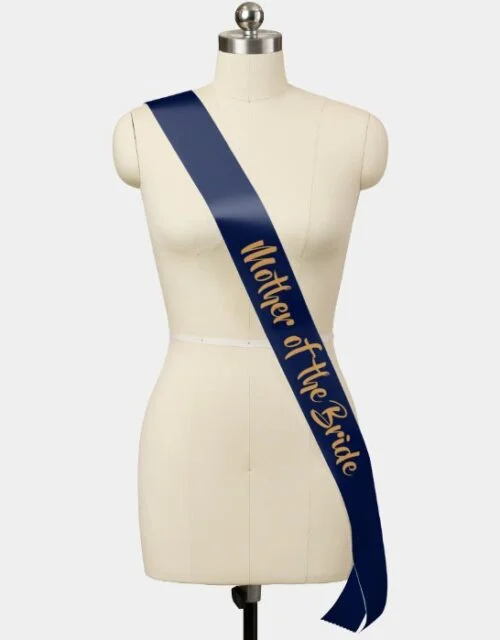 Mother of Bride Nautical Navy and Gold Wedding Sash