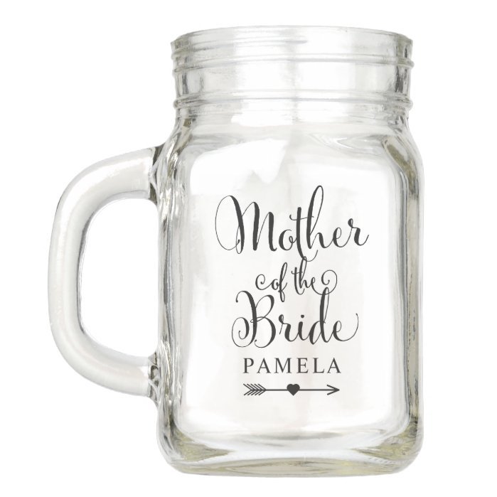 Mother of the Bride Black Script Boho Wedding Mason Jar