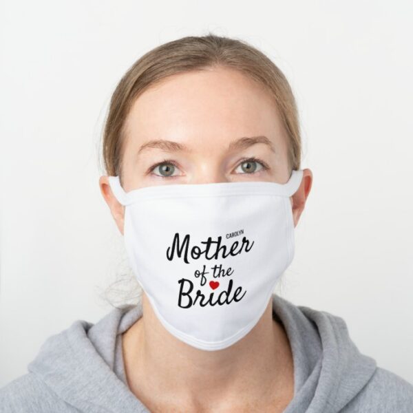 Mother of the Bride Love Heart II Wedding White Cotton Face Mask