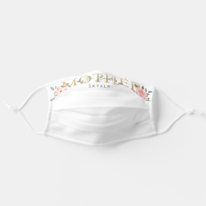 Mother of the Bride Wedding Watercolor Roses White Adult Cloth Face Mask