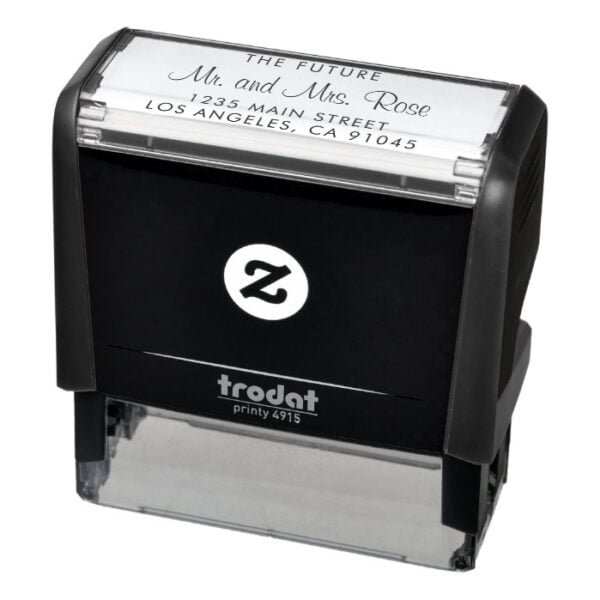 Mr and Mrs Chic Script Wedding Return Address Self-inking Stamp