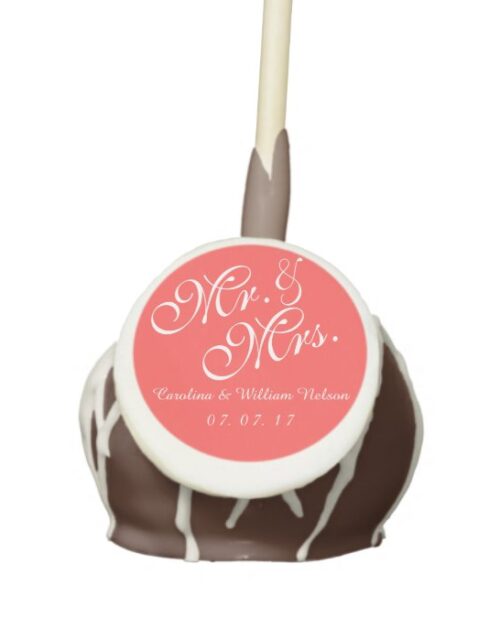 Mr. and Mrs. Coral Red Wedding Cake Pops