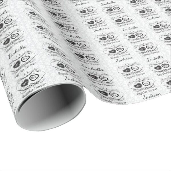 Mr and Mrs Damask Styled Wedding Design Wrapping Paper