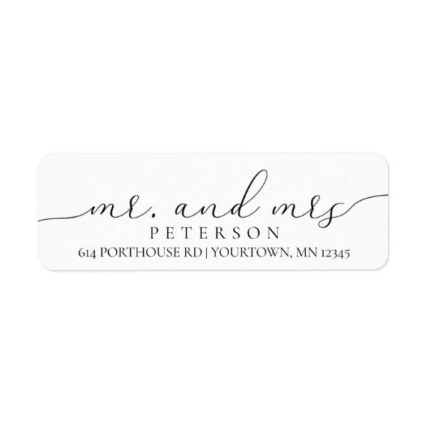MR AND MRS Return Address Labels Script Elegant