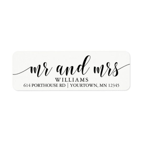 MR AND MRS Return Address Labels Script Modern