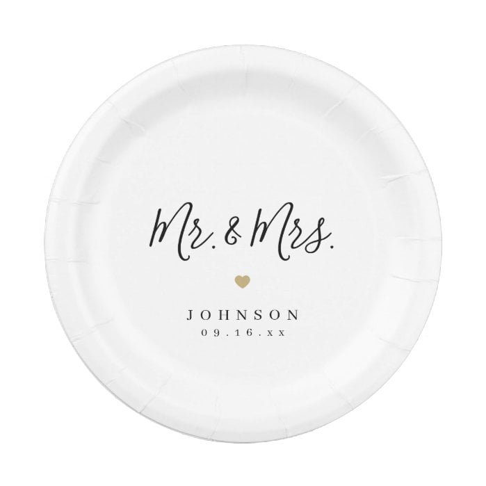 Mr and Mrs simple elegant script wedding Napkins _ Paper Plate