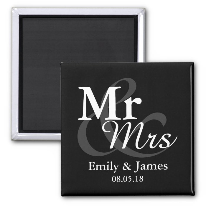 Mr&Mrs Simple Elegant Typography Wedding Favor Magnet