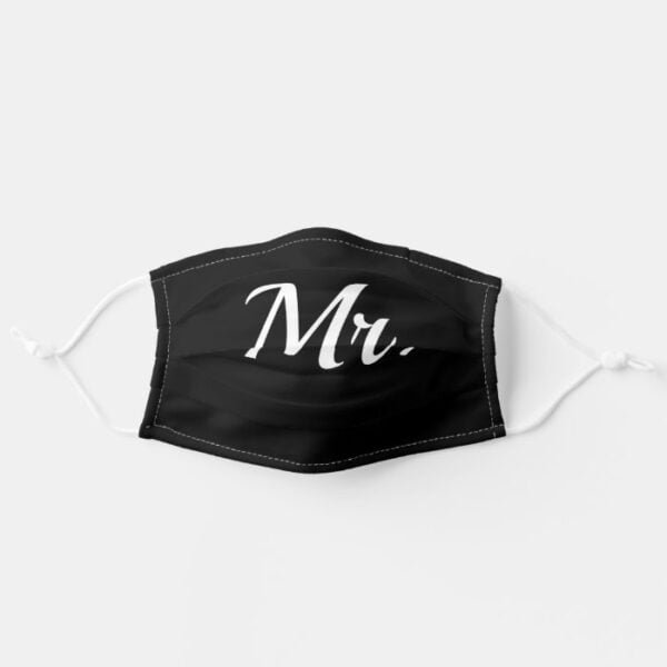 Mr. Wedding Party Black and White Cloth Face Mask