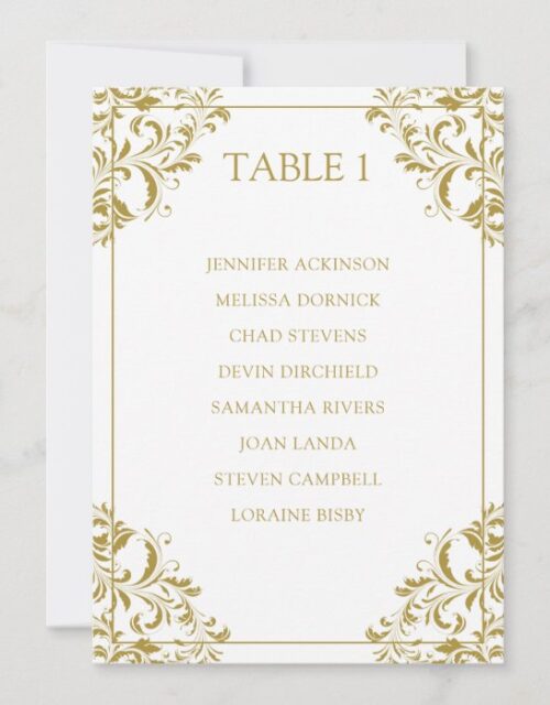Nadine Seating Chart Table List Card | Gold