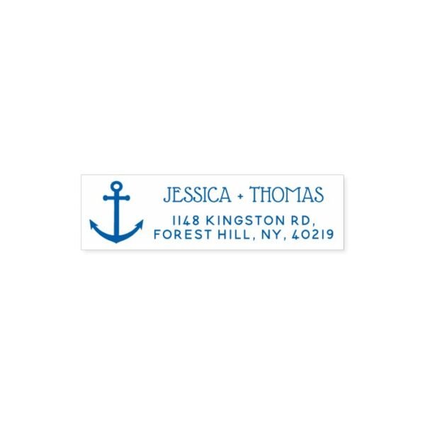 Nautical Anchor Custom Name & Address Self-inking Stamp