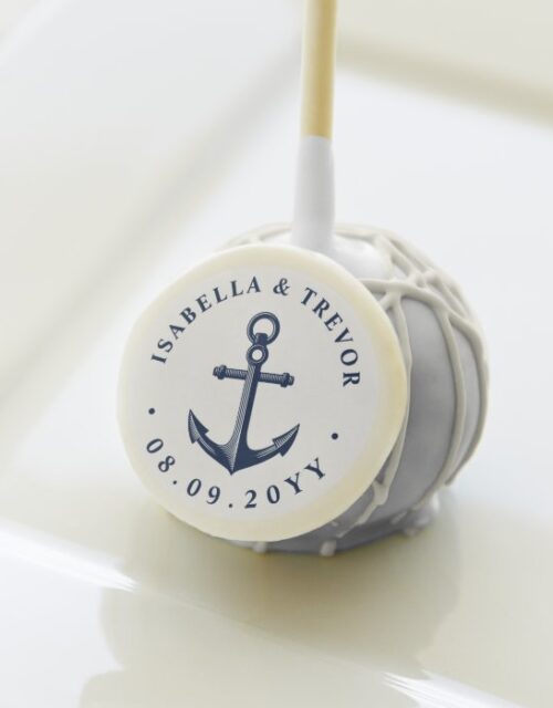 Nautical Anchor Custom White and Navy Cake Pops