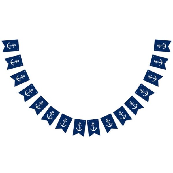 Nautical Navy Blue with White Anchor Bunting Flags