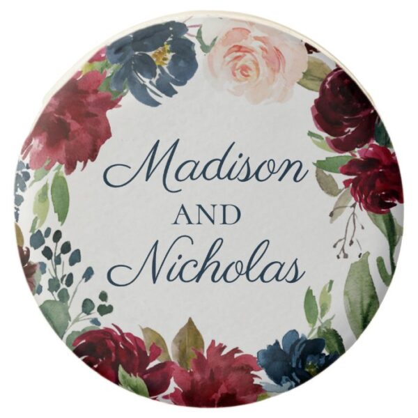 Navy and Marsala Floral Wedding Oreo Cookie Favors