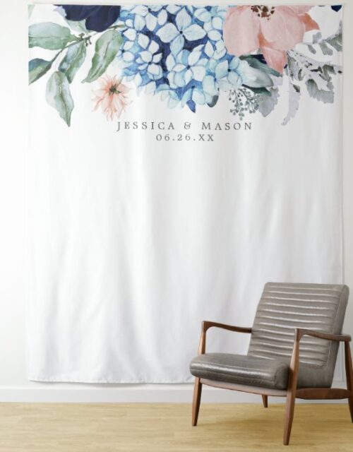 Navy Blooms Wedding Backdrop Photo Booth