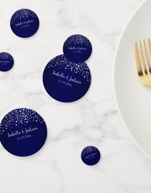 Navy Blue and Silver Confetti Dots