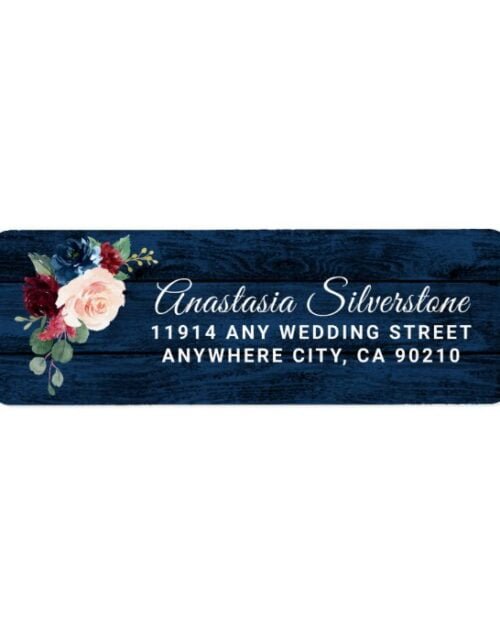 Navy Blue Burgundy Blush Pink Country Wood Wedding Label