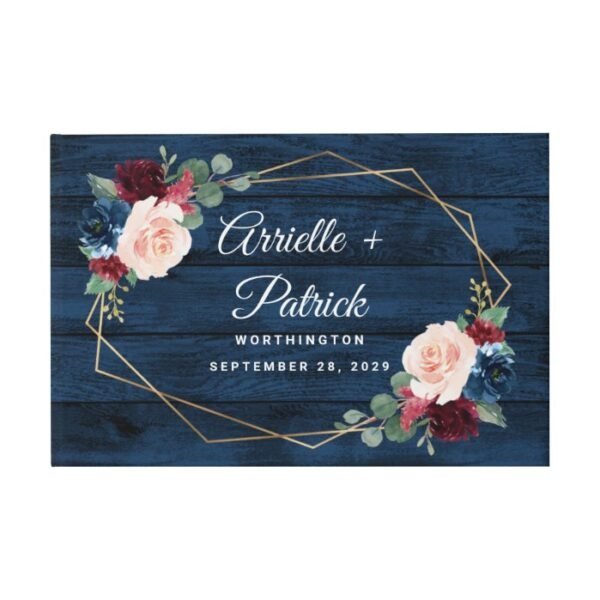 Navy Blue Burgundy Gold Blush Pink Country Wedding Guest Book