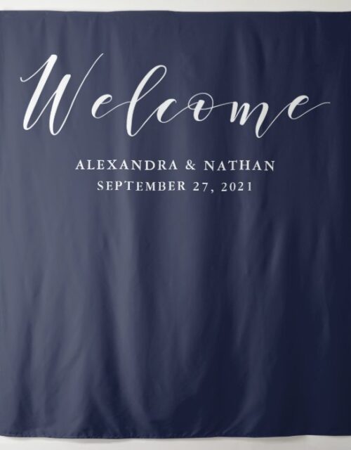 Navy Blue Calligraphy Backdrop | Photo Booth Prop
