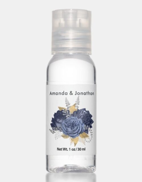 Navy Blue, Gold and Silver Floral Hand Sanitizer