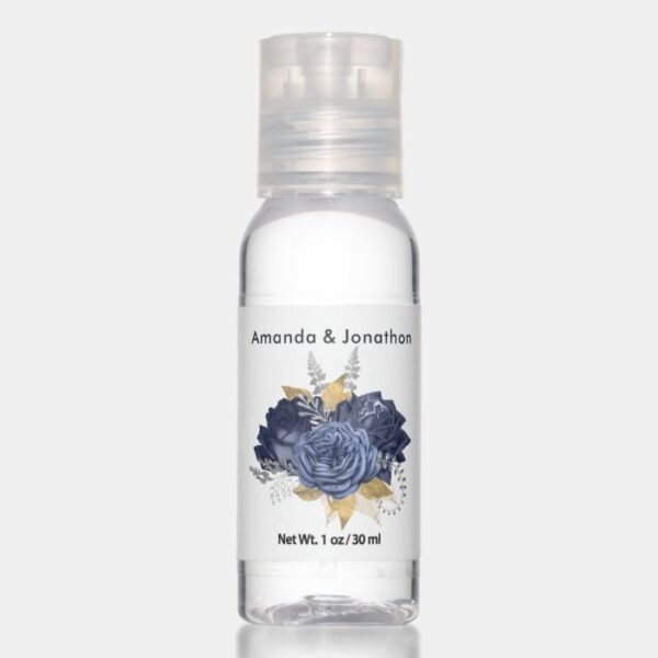 Navy Blue, Gold and Silver Floral Hand Sanitizer