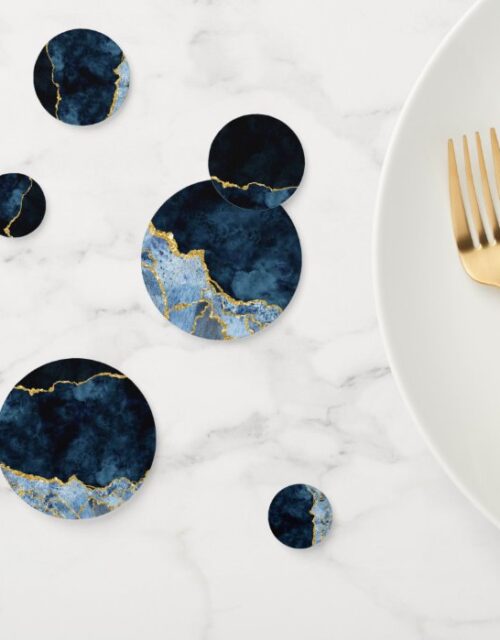 Navy Blue & Gold Foil Marble Agate Party Confetti