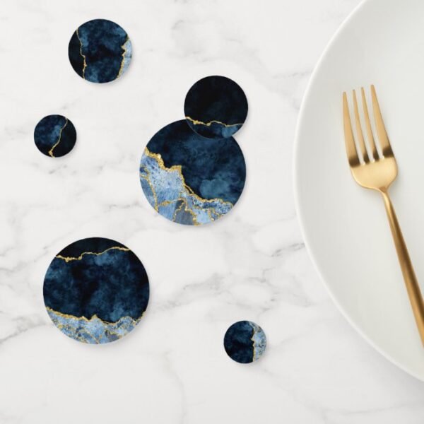 Navy Blue & Gold Foil Marble Agate Party Confetti