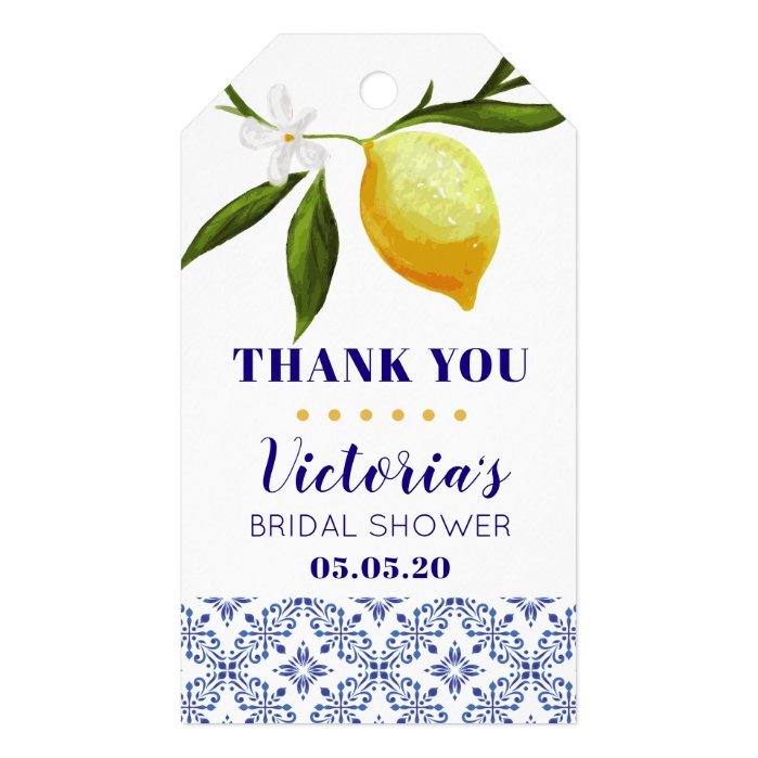 Navy blue & Lemons thank you Gift Tags