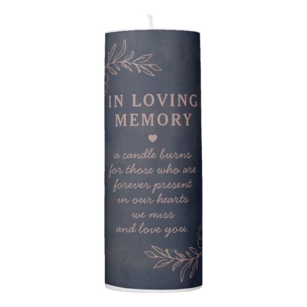 Navy Blue & Rose Gold Foil Chic Wedding Monogram Pillar Candle