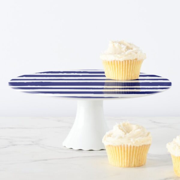Navy Blue Striped Top Cake Stand