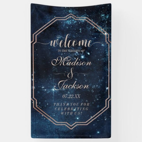 Night Star Sky Celestial Galaxy Wedding Welcome Banner