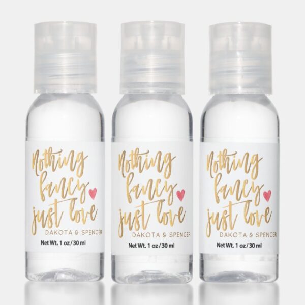 Nothing Fancy Just Love | Gold Heart Micro Wedding Hand Sanitizer