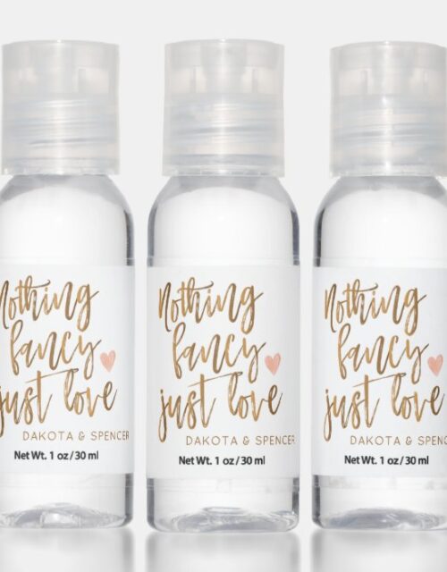 Nothing Fancy Just Love | Gold Heart Micro Wedding Hand Sanitizer