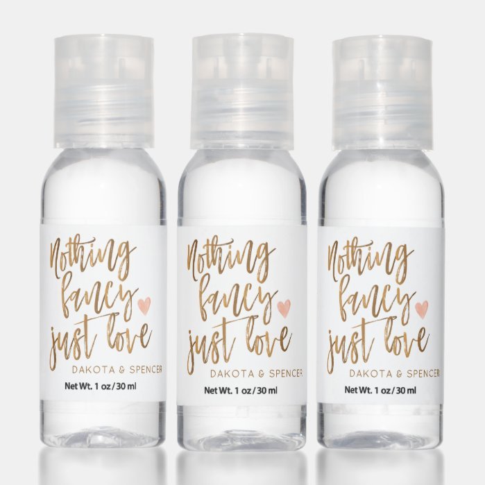 Nothing Fancy Just Love | Gold Heart Micro Wedding Hand Sanitizer
