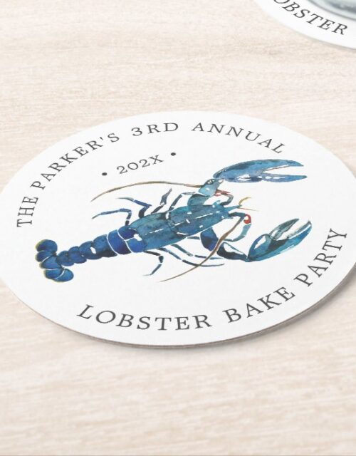 Ocean Blue Lobster Bake Round Paper Coaster