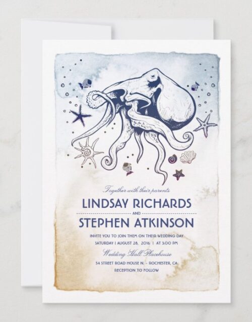 Octopus - Nautical - Under the Sea Wedding Invitation