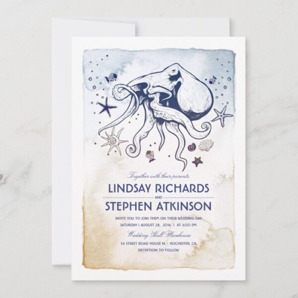 Octopus - Nautical - Under the Sea Wedding Invitation