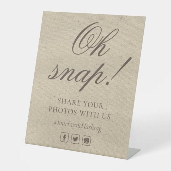 Oh Snap Social Media Chic Modern Wedding Event Pedestal Sign