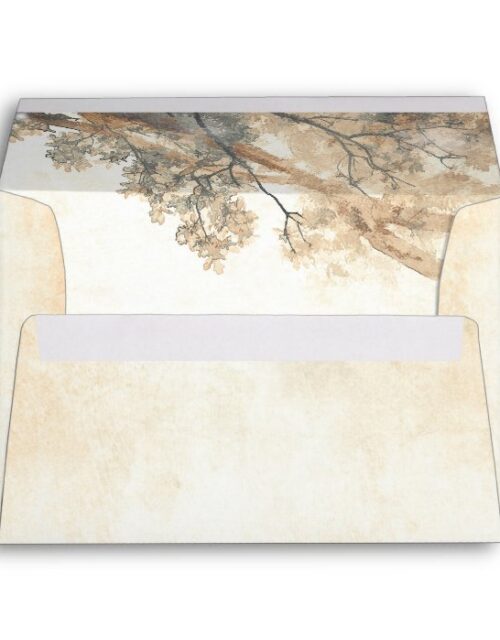 Old Oak Tree Branches Rustic Wedding Envelope