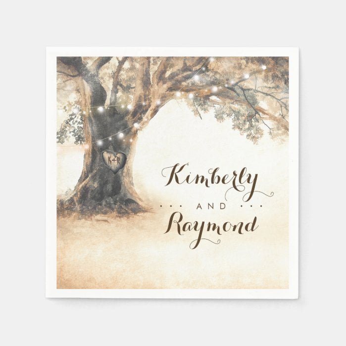 Old Oak Tree Rustic Vintage Wedding Paper Napkins