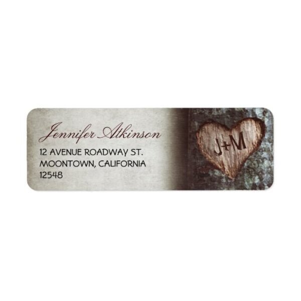 old rustic tree wedding return address labels