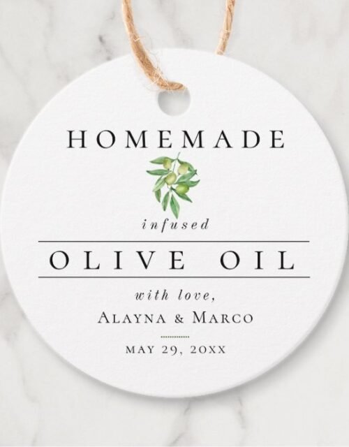 Olive Oil Wedding Favor Tags