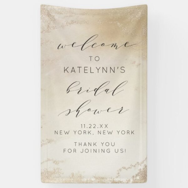 Ombre Yellow Gold Frosted Bridal Shower Welcome Banner