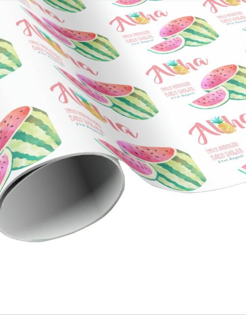 One in a Melon Tropical Watermelon Watercolor Pink Wrapping Paper