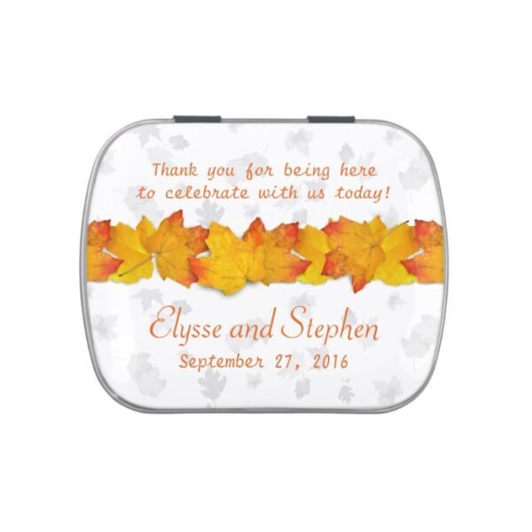 Orange and White Fall Wedding Personaized Mint Tin