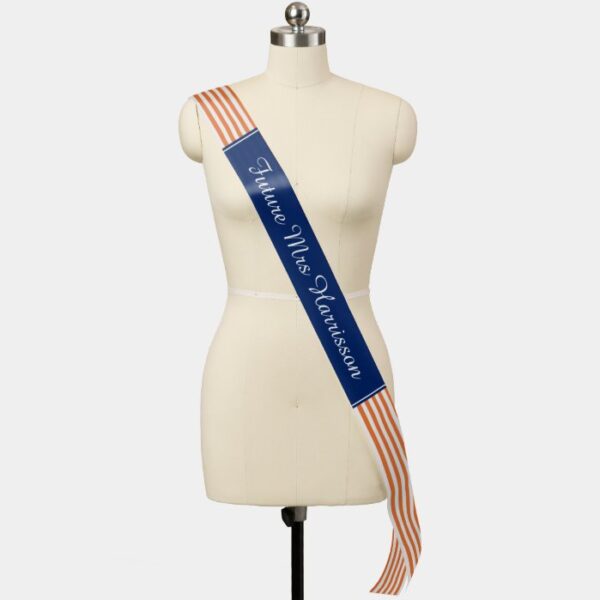 Orange and White Stripes with Royal Blue Wedding Sash