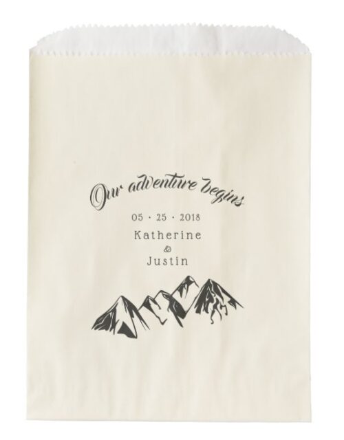 Our adventure begins rustic wedding favor bag