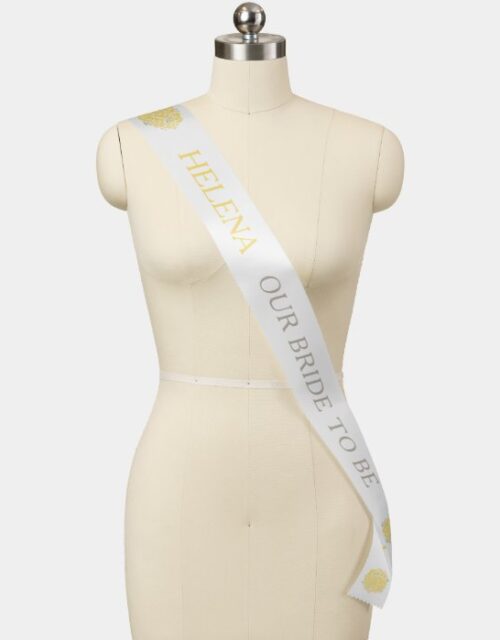 Our bride to be custom text yellow roses sash