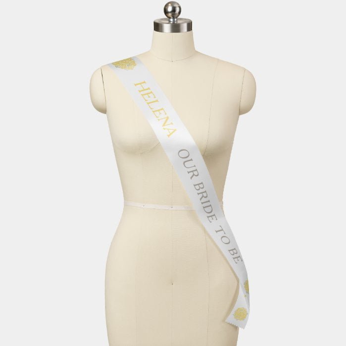 Our bride to be custom text yellow roses sash