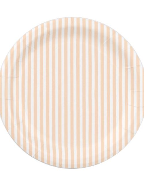 Pale Peach Angelskin Coral & White Stripe Paper Plate
