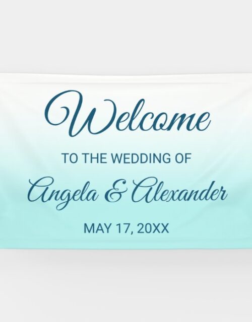 Pale Turquoise and White Ombre Wedding Banner